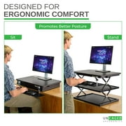Adjustable Standing Desk Converter – Tall Sit to Stand Desk Riser with Independent Keyboard Platform and 21.5 Max Height for Laptops or Monitors