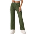 thumbnail image 1 of Pantalones Cargo INSPIRE CHIC para mujer, de cintura alta, estilo Y2K, pantalones casuales holgados con bolsillos, verde oscuro L, 1 of 1