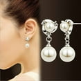 thumbnail image 2 of SDJMa Diamond Freshwater Cultured Pearl/cr. Sapphire Post Stud Earrings 925 Sterling Silver/Gold Plated Diamond Drop Earrings Dangle Pearl Jewelry For Women Gifts For Her, 2 of 6
