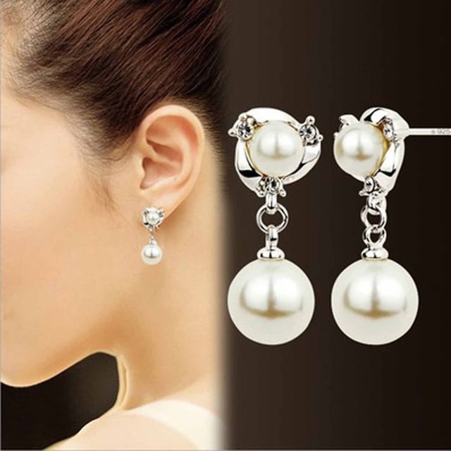 Fiudx Pendientes de Moda, Elegante Diseño de Perla de Diamante, Material de Aleación Moderno, Tamaño Elegante de 2 Cm, Perfectos para Fiestas, Uso Diario y Ocasiones Especiales, Accesorio Elegante pa