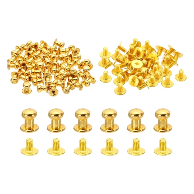 Remaches de 6 mm para ropa, 50 juegos de remaches y clavos de cuero, tornillos de remaches para manualidades de cuero, dorado