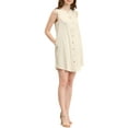 thumbnail image 2 of INSPIRE CHIC Women's Sleeveless Shirtdress with Pockets Button Up Chambray Dresses M Apricot, 2 of 7