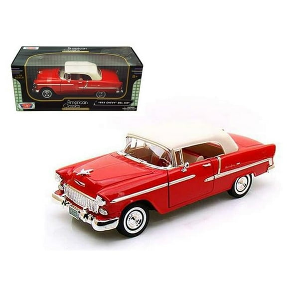 1955 Chevrolet Bel Air Soft Top Convertible White 1/18 Diecast Model Car by Motormax