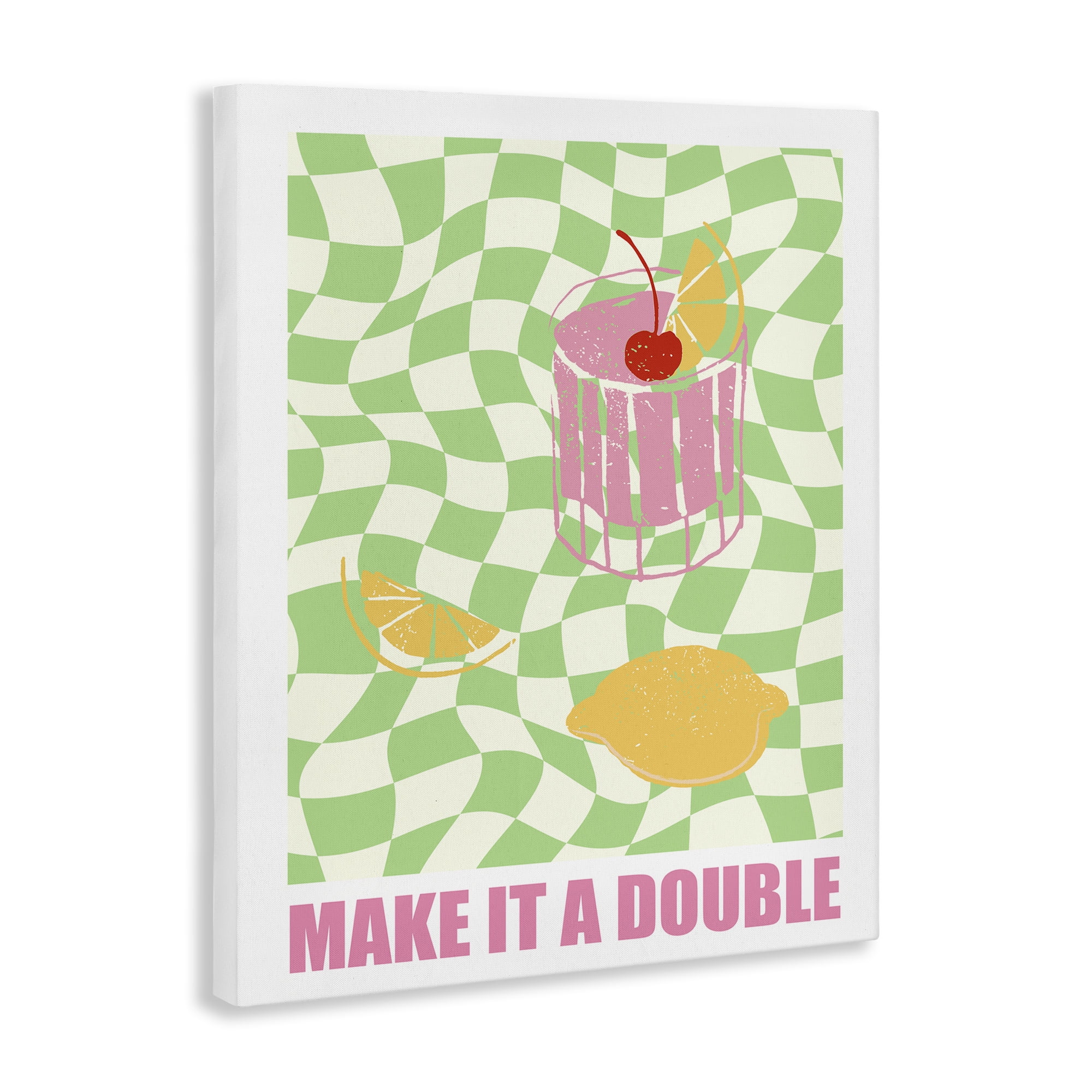 Stupell Industries Checkered Make It A Double Food & Beverage Painting Wrapped Canvas Art Print Wall Art, 16 x 20
