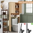 thumbnail image 4 of YOCWO Over The Toilet Storage Cabinet, Mid Century Storage Cabinet Over Toilet with 2 Doors and Open Shelf, Home Space Saver for Bathroom, Living Room, Oak, 4 of 8