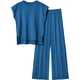 thumbnail image 1 of LILLUSORY - Conjunto de 2 piezas para mujer, casual, elegante, de punto, manga casquillo, parte superior alta y baja y pantalones pliss de cintura elástica, 1 of 3