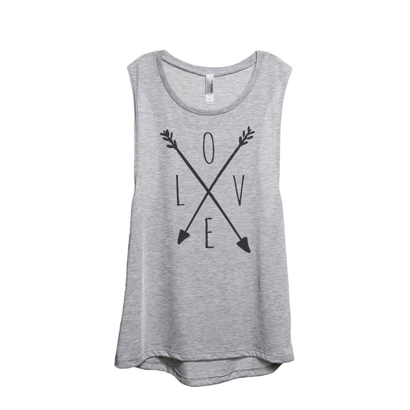 Thread Tank LOVE Cross Arrows aka Cross Love Arrows Women's Sleeveless Muscle Tank Top Sport Grey Small