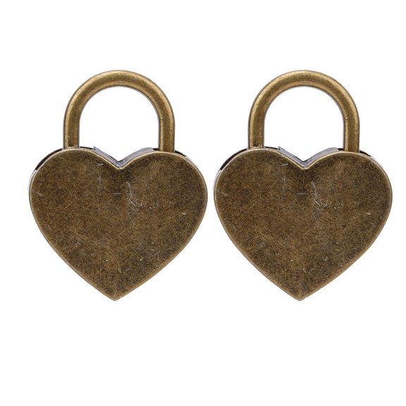 Mini Serrure, 2 Pcs Petite Serrure Vintage en Métal en Forme de Cœur avec Clé pour Boîte de Rangement de Bijoux Journal Carnet 30x39 mm
