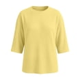 thumbnail image 7 of Naotn 3/4 Sleeve Shirts for Women Summer Casual Solid Color Crew Neck Tops Fall Fashion Loose Holiday Blouses, 7 of 7