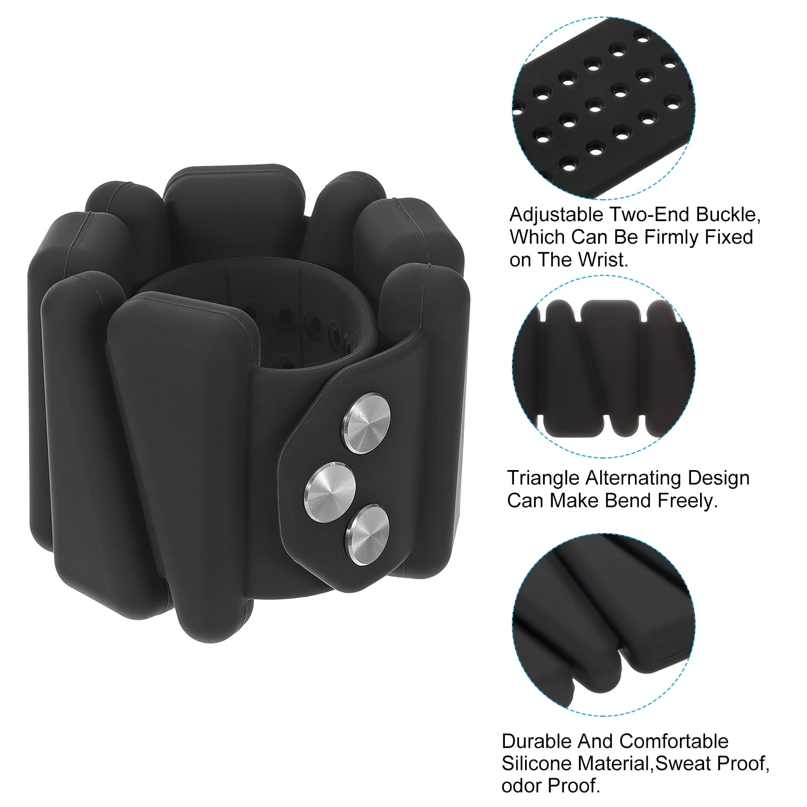 Uxcell Wrist Weights 4lb, Adjustable Ankle Weights Wearable Leg Weights, Black Set of 1
