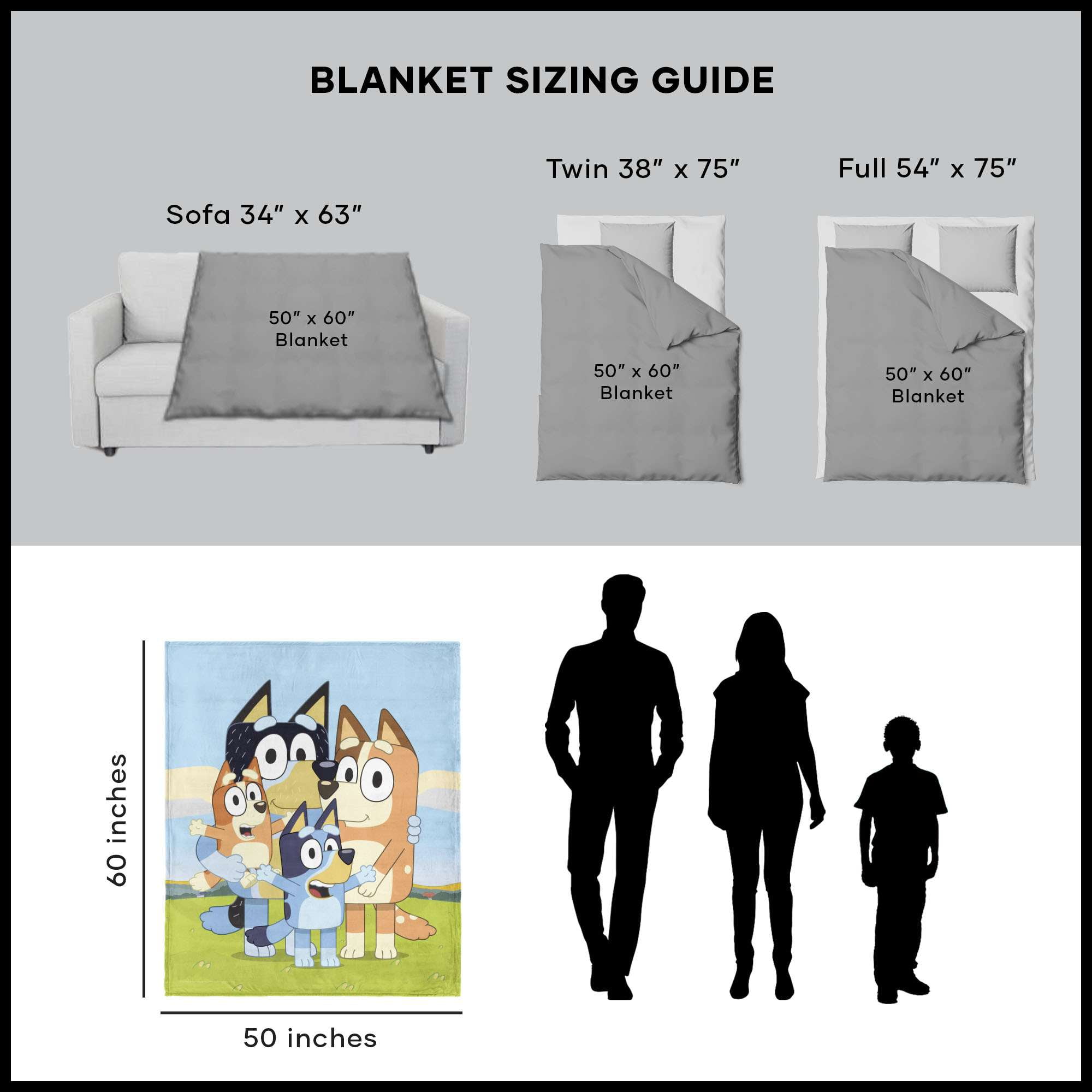 Bluey Heeler Family Kids Silk Touch Throw Blanket