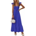 thumbnail image 3 of PRETTYGARDEN Women's Summer Casual Maxi Dresses Cap Sleeve V Neck Smocked Long Pockets Party Sundress Vacation Outfits, 3 of 8