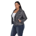 thumbnail image 3 of White Mark Women's Plus Size PU Faux Leather Studded Jacket, 3 of 6
