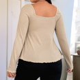 thumbnail image 4 of Women'S Plus Size Peplum Tops Long Sleeve T Shirts Casual Ruched Sweetheart Neck Ruffle Hem Tees  XL, 4 of 7