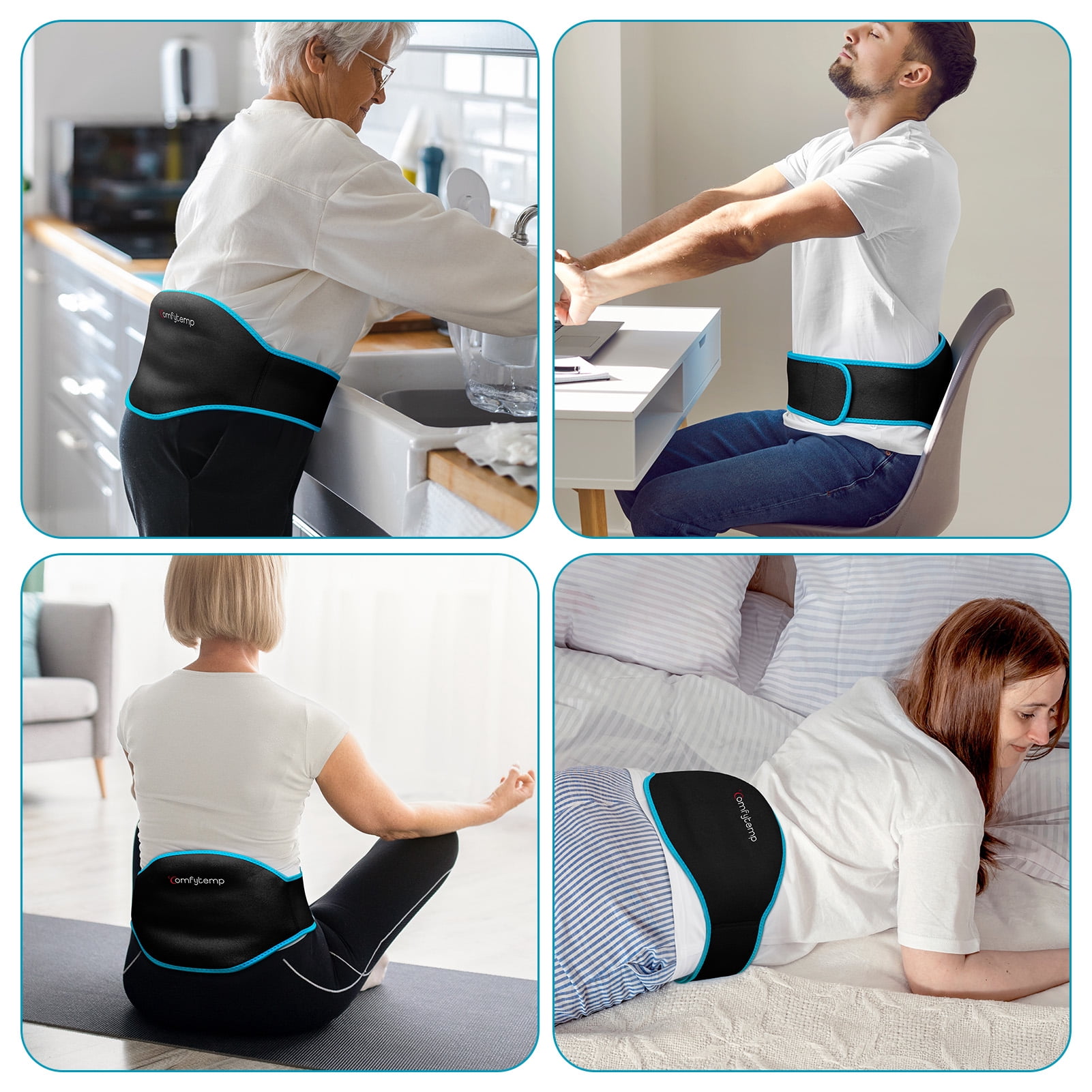 Comfytemp Large Back Ice Pack Wrap with 2 Reusable Gels, Hot & Cold Compress for Waist, Hip, Knee & Shoulder Pain Relief & Swelling