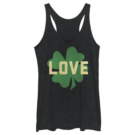 Women's Lost Gods St. Patrick's Day Irish Love Racerback Tank Top Black Heather X Small