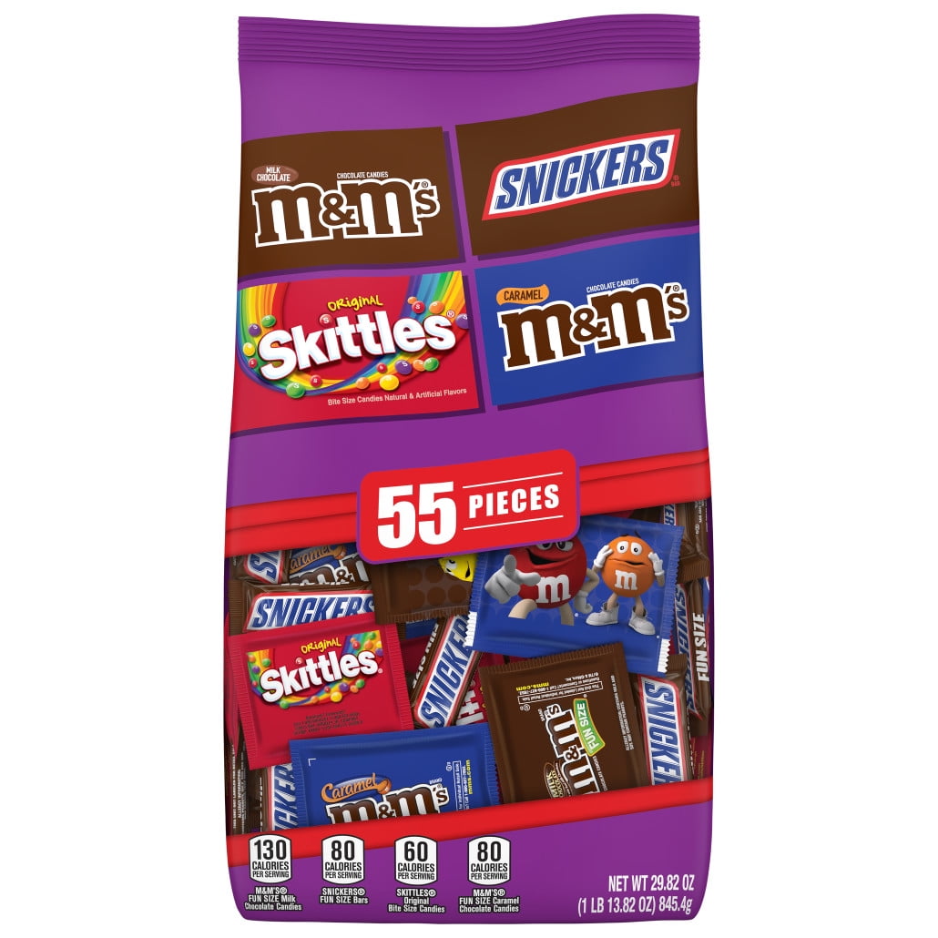 M&M'S, SNICKERS & SKITTLES Candy, Halloween FUN SIZE, 55 pieces, 29.82
