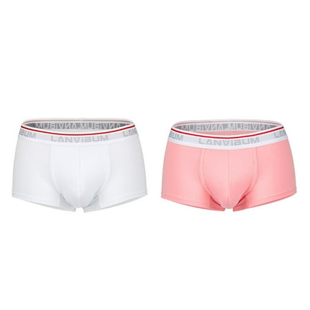 

BIZIZA 2 Pack Stretch Soft Trunks for Men Breathable Pouch Briefs Comfort Male Underwear Pink XL