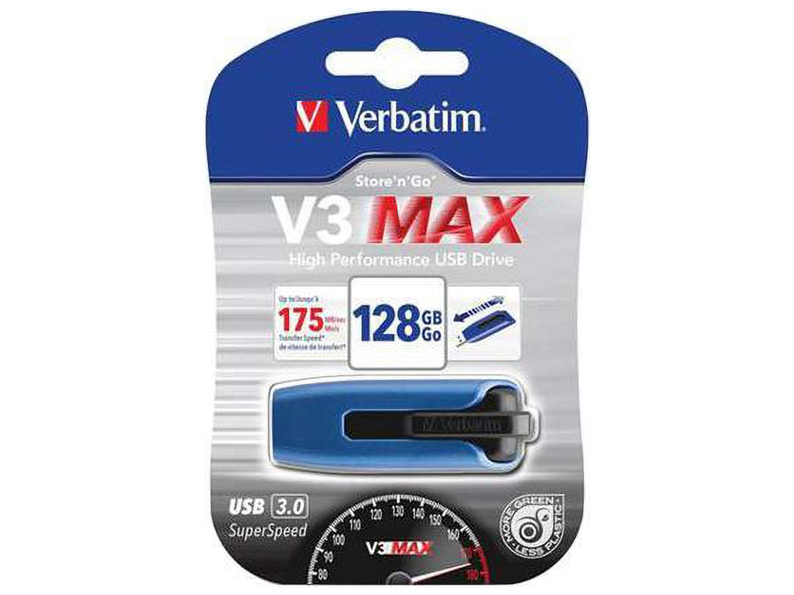 Verbatim 49808 128 GB V3 Max USB 3.0 Flash Drive - Blue