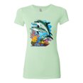 thumbnail image 2 of Pair of Dolphins Swimming in Ocean Animal Lover Womens Slim Fit Junior Tee, Mint, Large, 2 of 3