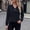 Navy, variant on Women's Solid Color Loose V-Neck Button Front Blouse, Comfortable daily office wear for city sightseeing and casual coffee outings Army Green XXL