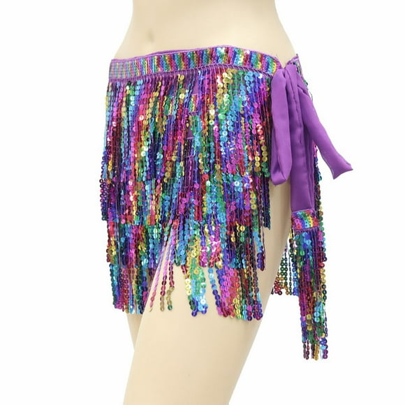 s con flecos de lentejuelas s envolventes brillantes, Traje de moda Traje de danza del vientre, Cadera para fiestas temáticas de