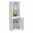 thumbnail image 6 of Nmkwnr 1 Door Wood Kitchen Pantry Cabinet with 2 Open Shelves and 2 Inner Shelves, Perfect for Living Room, Dining Room, Kitchen, White, 6 of 10