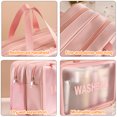 thumbnail image 3 of Bolsa de cosméticos de doble capa Bolsa de cosméticos esmerilada con separación seca y húmeda de PU, hecha de PU y malla, 3 of 5
