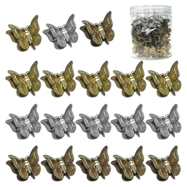 50 pinzas para el pelo de mariposa/con caja, accesorios para el cabello, , colores Color Metálico Zulema Pinzas de cabello