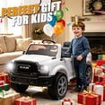 thumbnail image 2 of COCLUB RAM 2500 12V Electric Car for Kids, Ride on Toys W/Remote Control, Truck Bed Storage, Bluetooth, Music, Gift Pickup For Kids Aged 3-5, White, 2 of 8