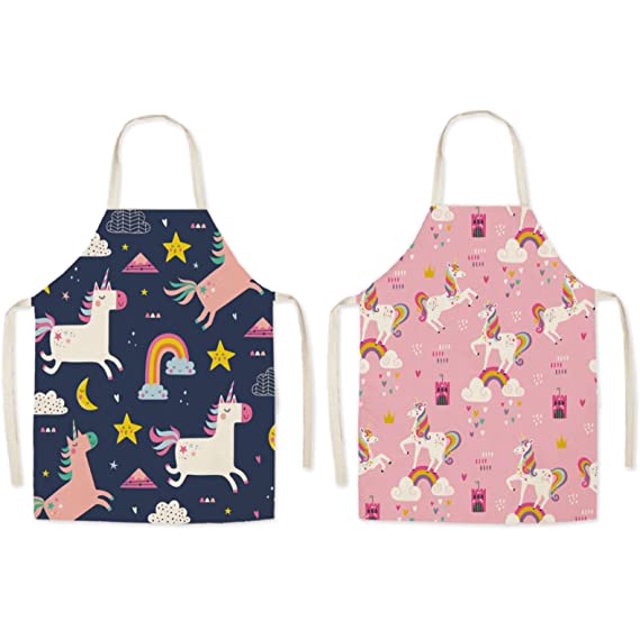 Delantal para niños de 2 piezas, estilo de dibujos animados para niños y niñas, delantales para cocina, pintura, ropa de jardinería