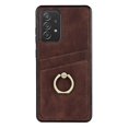 thumbnail image 2 of KAIYANG Funda para teléfono Samsung Galaxy A52 4G/5G/A52s 5G con soporte de anillo y tarjetero de TPU con revestimiento retro, estilo E, color marrón, 2 of 5