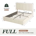 thumbnail image 6 of Amolife Full Size Lift Up Storage Bed Frame, Velvet Upholstered Platform Bed with Adjustable Headboard, No Box Spring Needed, Cream White, 6 of 13