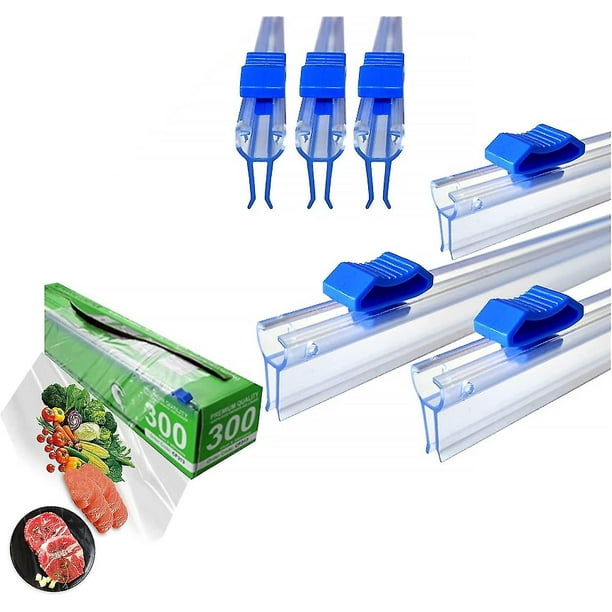 Cortador de película de plástico para cocina, cortador deslizante bidireccional de película adhesiva (enchufable de 33 cm), 6 uds.