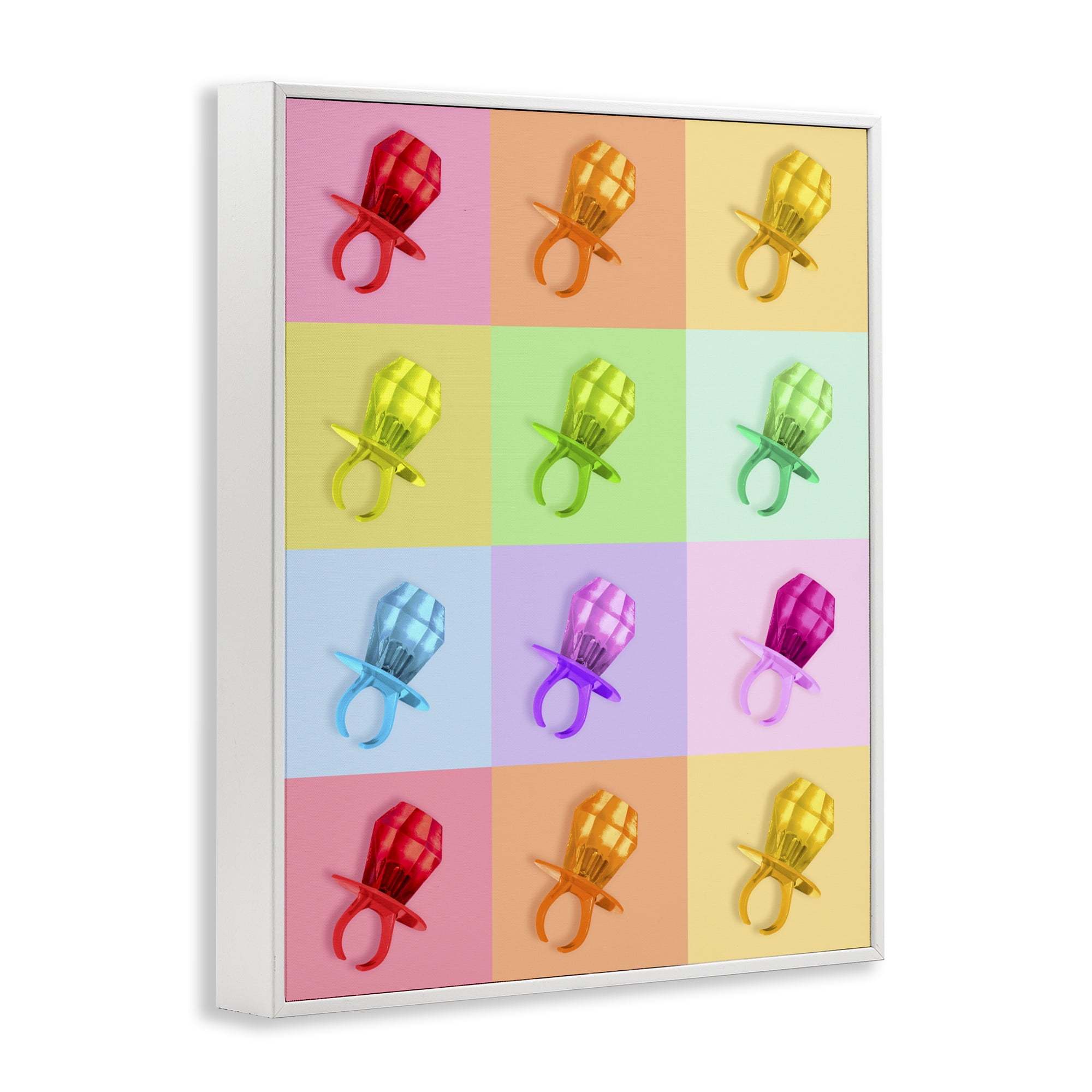 Stupell Industries Candy Gem Pop Grid White Framed Giclee Art, design by LISH Creative