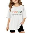 thumbnail image 3 of LRen T Shirts for Girls 5t Girls Letter Graphic Print Round Neck Short Sleeve Cotton Shirts Kids Casual Fashion Loose Fit Summer Funny Clothes, 3 of 7
