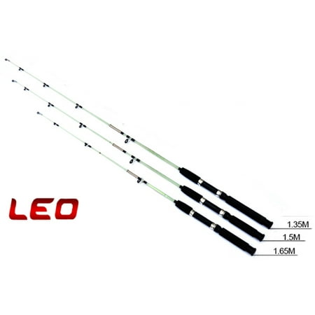 LEO Transparent Solid Fiberglass Fishing Rod 1.35M 1.5M 1.65M 2 Sections  Sea Fishing Pole 