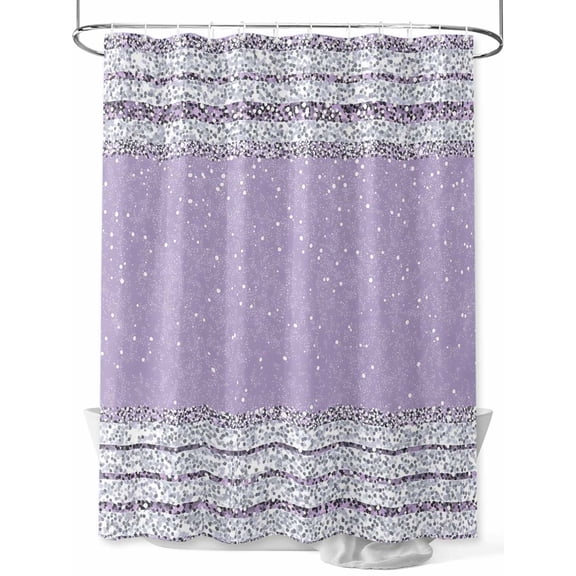 Fsddascl Purple Silver Stripes Shower Curtain Set - 72" x 78" Washable Bathtub Curtain with 12 Hooks, Modern Ombre Abstract Aesthetic Waterproof Fabric Stall Shower Curtains for Bathroom/Bathtub