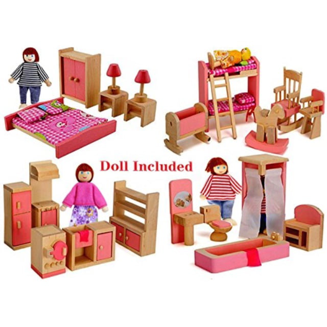 wooden dollhouse furniture sets