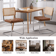 thumbnail image 6 of PU& Rattan Dining Chairs, Industrial Dining Chair with Silver Metal Legs, Leisure Upholstered Dining Chairs, Accent Desk Chair for Kitchen Living Room Wine Bar(Brown,Set of 4), 6 of 9