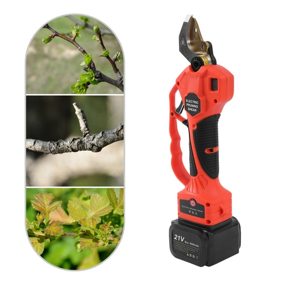 Miumaeov Cordless Pruning Shears, Electric Pruner with High Reach Extension Pole, Tool Belt, 2 Pack 21V Lithium Battery, Titanium Plated SK5 Blades, Cutting Diameter, Display Screen