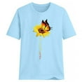 thumbnail image 3 of Blouse Été Manches Courtes T-shirt Femmes Tournesol Imprimé Col Rond Top, Bleu Clair, M, 3 of 5