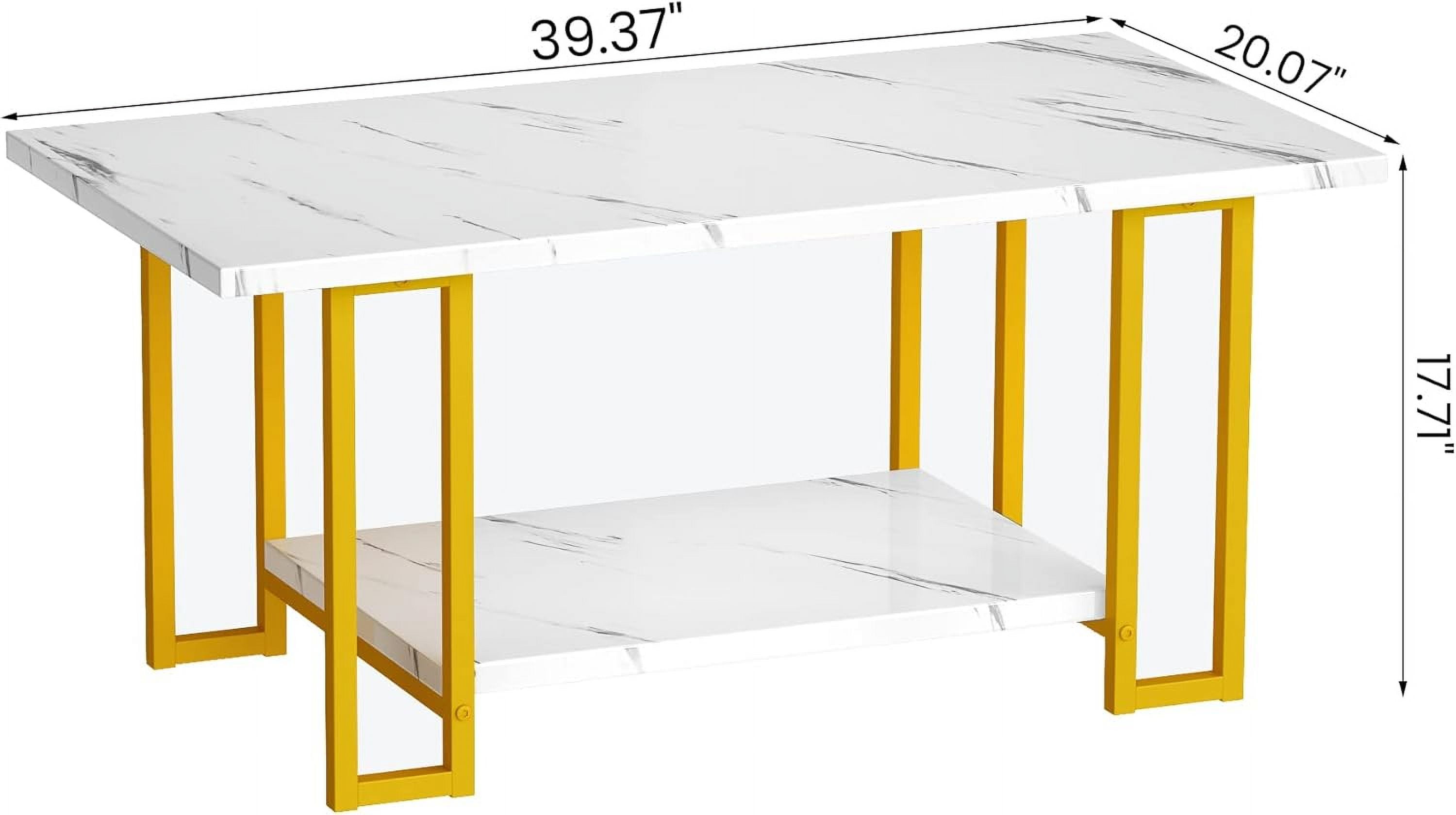 Cvortll Faux Marble Coffee Table with Metal Frame