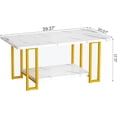 thumbnail image 7 of AWQM Marble Coffee Table with Storage Shelves, Faux Marble Table Top Rectangular Coffee Table , Modern 2-Tier Storage Living Room Center Table for Home, Office, Balcony, White+Gold, 7 of 7