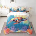 thumbnail image 2 of Manfei Kawaii Sea Turtle Bedding Comforter Set 7pcs for Boys, Ink Watercolor King Bedding Sets, Ocean Marine Coral Reversible Bed Sheets, Luxury Bedroom Decor, 2 of 7