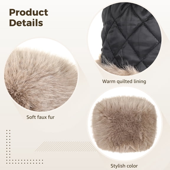 Women's Winter Faux Fur Hat, Warm Russian Style Hat, Fur Warm Bucket Hat for Women, Head Circumference: 21.3-22.8 in, Furry Russian Bucket Hat for Winter