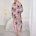 thumbnail image 3 of Pajama Sets for Women 2 Pcs, Cute French Bulldog Flower Pink Button Down Long Sleeve Sleepwear Lounge PJ Sets, 3 of 6