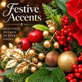 thumbnail image 5 of 24 Inch Artificial Christmas Wreath with Red Magnolia Flowers, Plaid Bow and Gold Bell, Red Berries and Gold Ornaments, Holiday Door Decor, 5 of 8