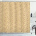 thumbnail image 1 of Acanthus Shower Curtain, Repetitive Royal Pattern with Abstract Leaves in Bicolour Design Image, Fabric Bathroom Set with Hooks, 69W X 75L Inches Long, Pale Camel and Fuchsia, by Ambesonne, 1 of 3