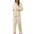 thumbnail image 2 of INSPIRE CHIC Women's Fluffy Fleece Pajama Set Soft Warm Button Down Long Sleeve Sleepwear with Pockets 2XL Beige, 2 of 6
